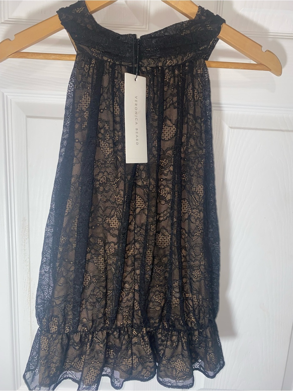 Veronica Beard NWT 14 Kailani Black Lace Cross-Halter Peplum Top - Picture 4 of 15